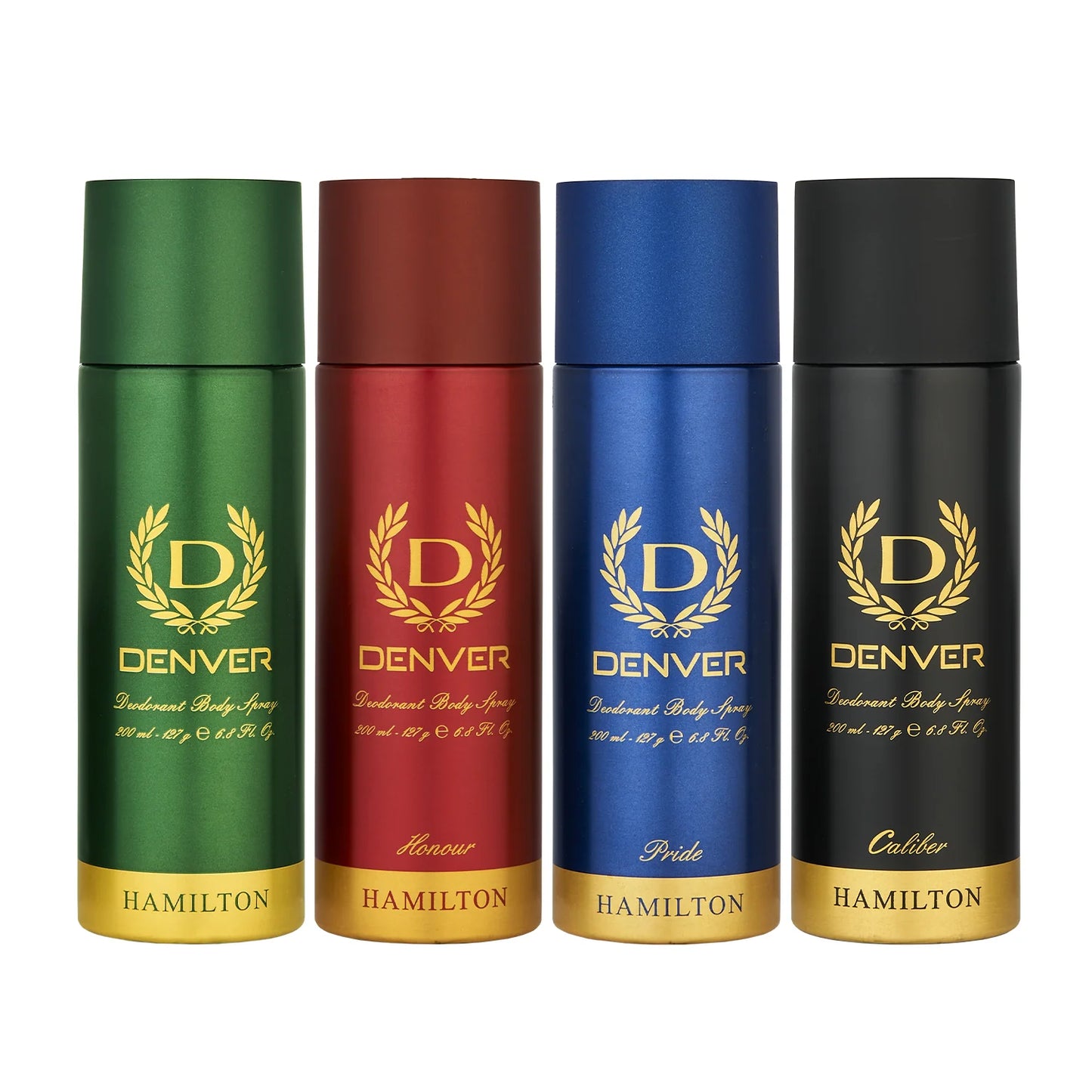 Denver Hamilton, Pride, Honour and Caliber Combo Deodorant Spray - For Men  (800 ml, Pack of 4)